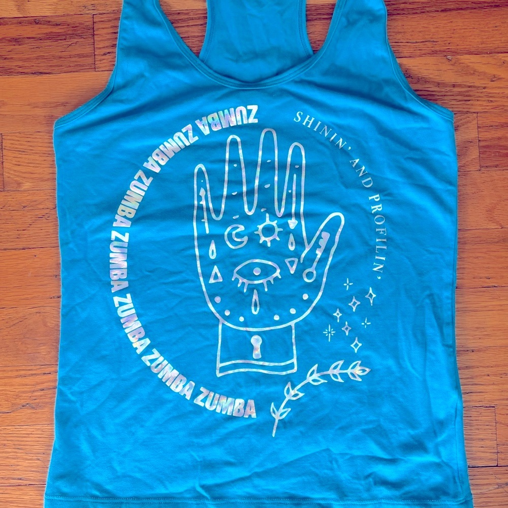 Zumba Fitness Teal Hand Graphic Tank Top